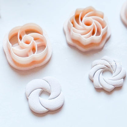 Floral Swirl Polymer Clay Cutter Set 6 Sizes (Stud & Dangle Friendly)