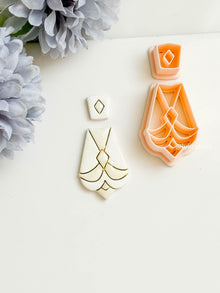 Art Deco Polymer Clay Cutter Set: Scalloped Fan Earring Molds