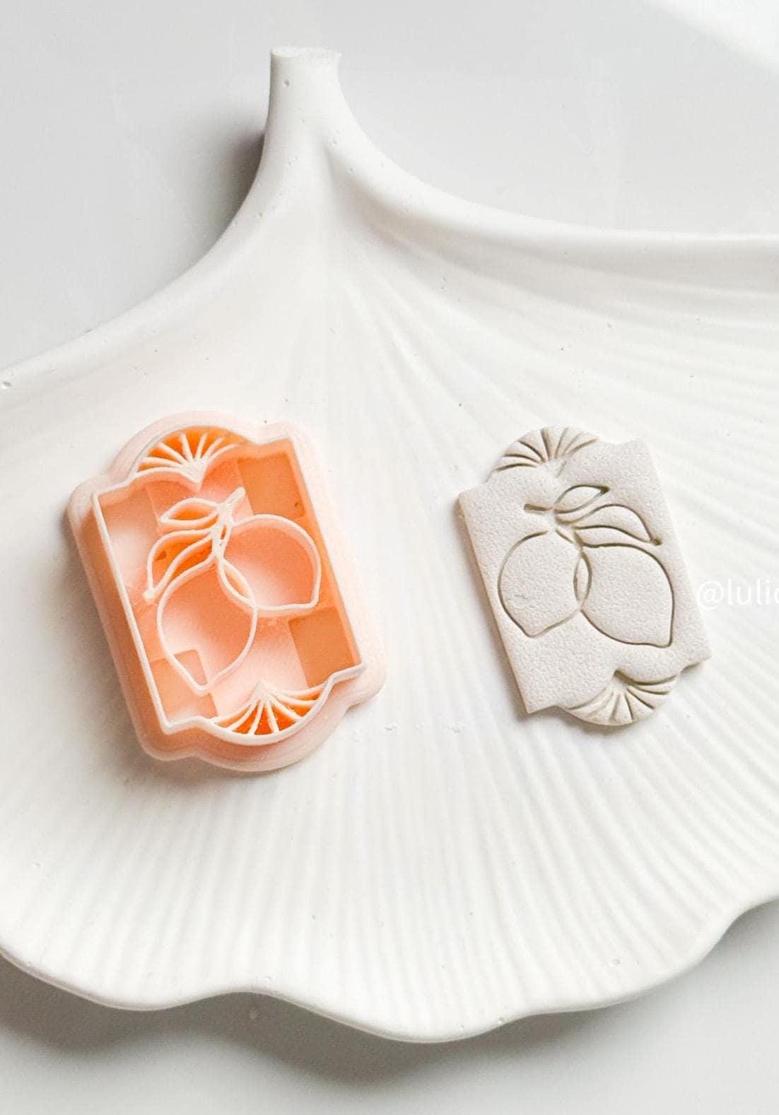 Fruit Imprint Clay Cutter Set 5-Piece Citrus, Pear, Grape & Lemon Polymer Clay Earring Cutters