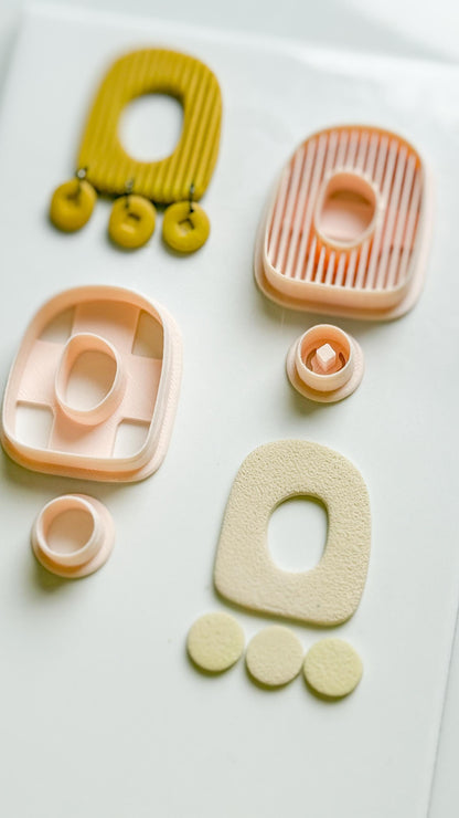 Ribbed Arch Clay Cutter Set: Circle Drop Earring Molds - Majolica Collection
