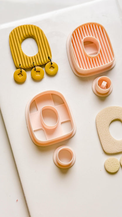 Ribbed Arch Clay Cutter Set: Circle Drop Earring Molds - Majolica Collection