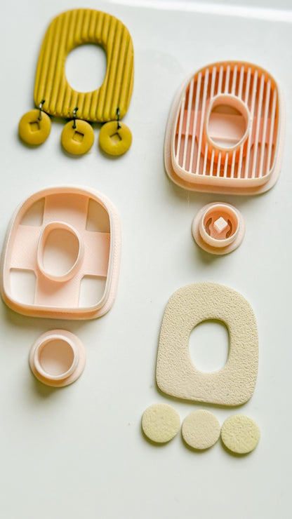 Ribbed Arch Clay Cutter Set: Circle Drop Earring Molds - Majolica Collection
