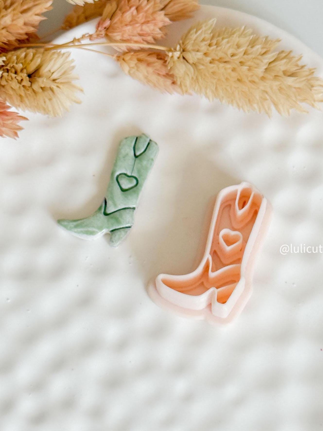 Cowgirl Boot Clay Cutter: Western Jewelry Mold with Heart Detail