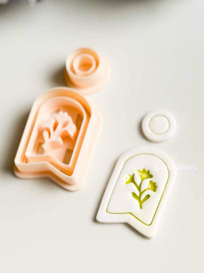 Botanical Arch Clay Earring Cutter Set Includes Flower Frame Base + Circle Topper