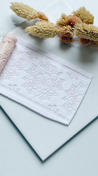 Floral Geometric Pattern Polymer Clay Roller Embossing Texture Tool