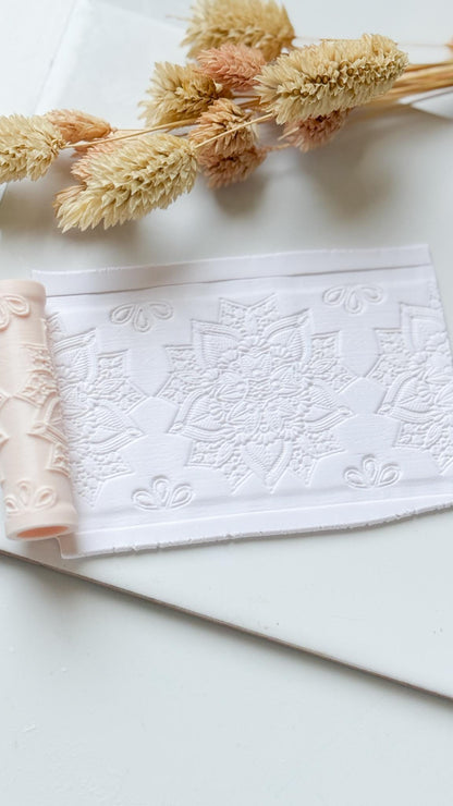 Floral Geometric Pattern Polymer Clay Roller Embossing Texture Tool