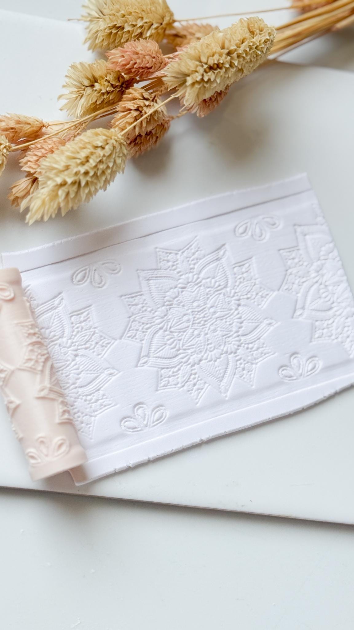 Floral Geometric Pattern Polymer Clay Roller Embossing Texture Tool