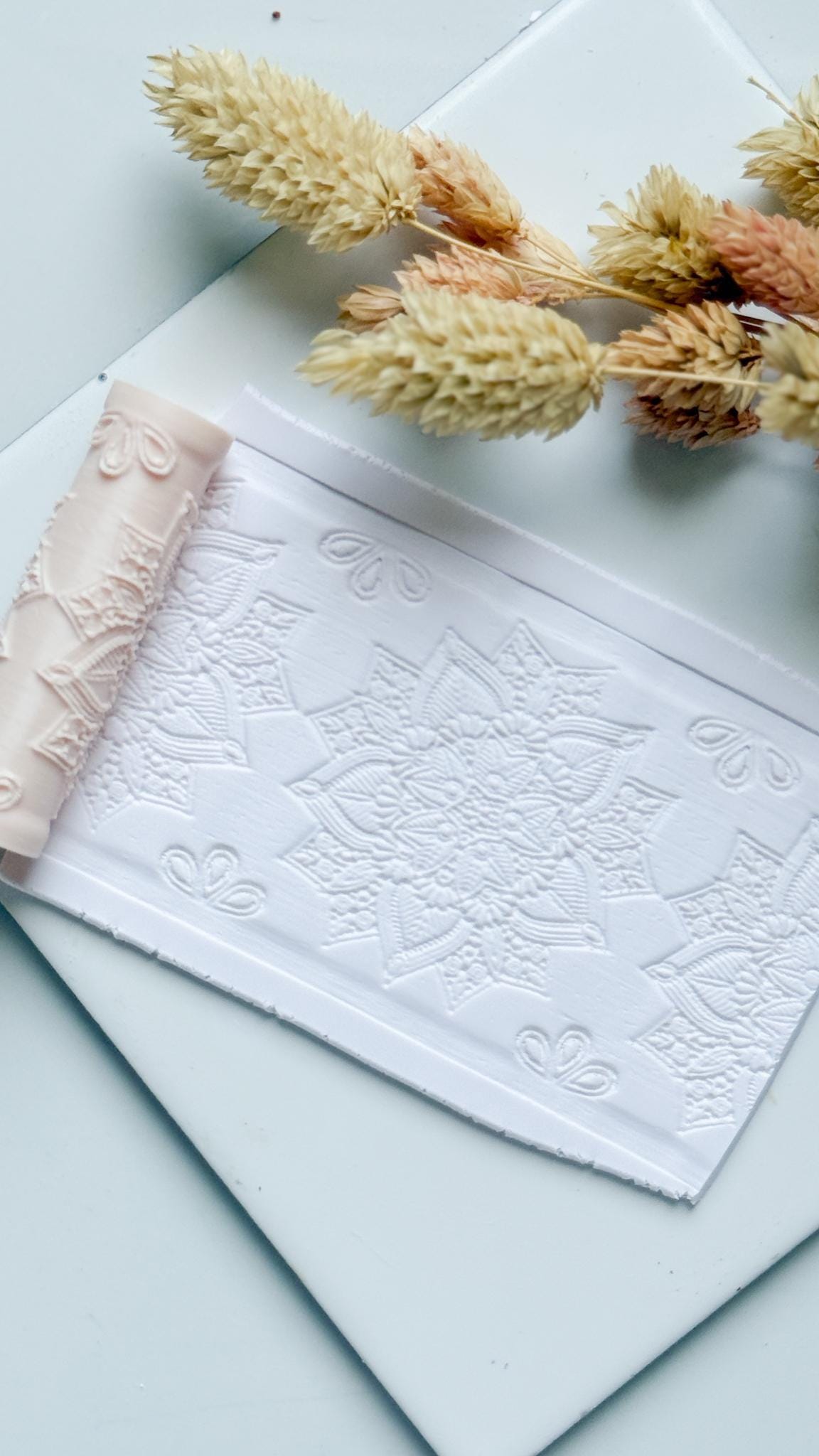Floral Geometric Pattern Polymer Clay Roller Embossing Texture Tool