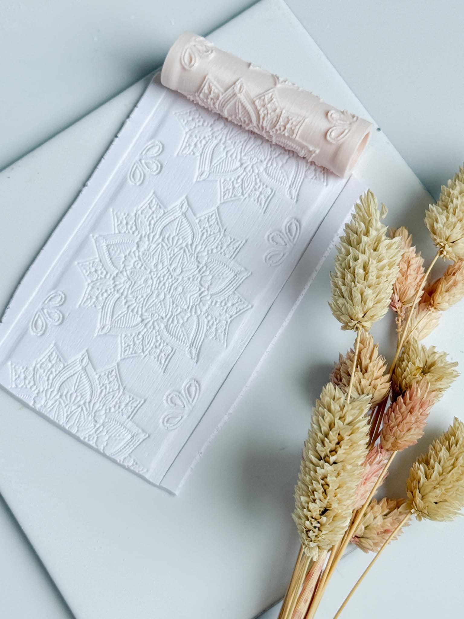 Floral Geometric Pattern Polymer Clay Roller Embossing Texture Tool