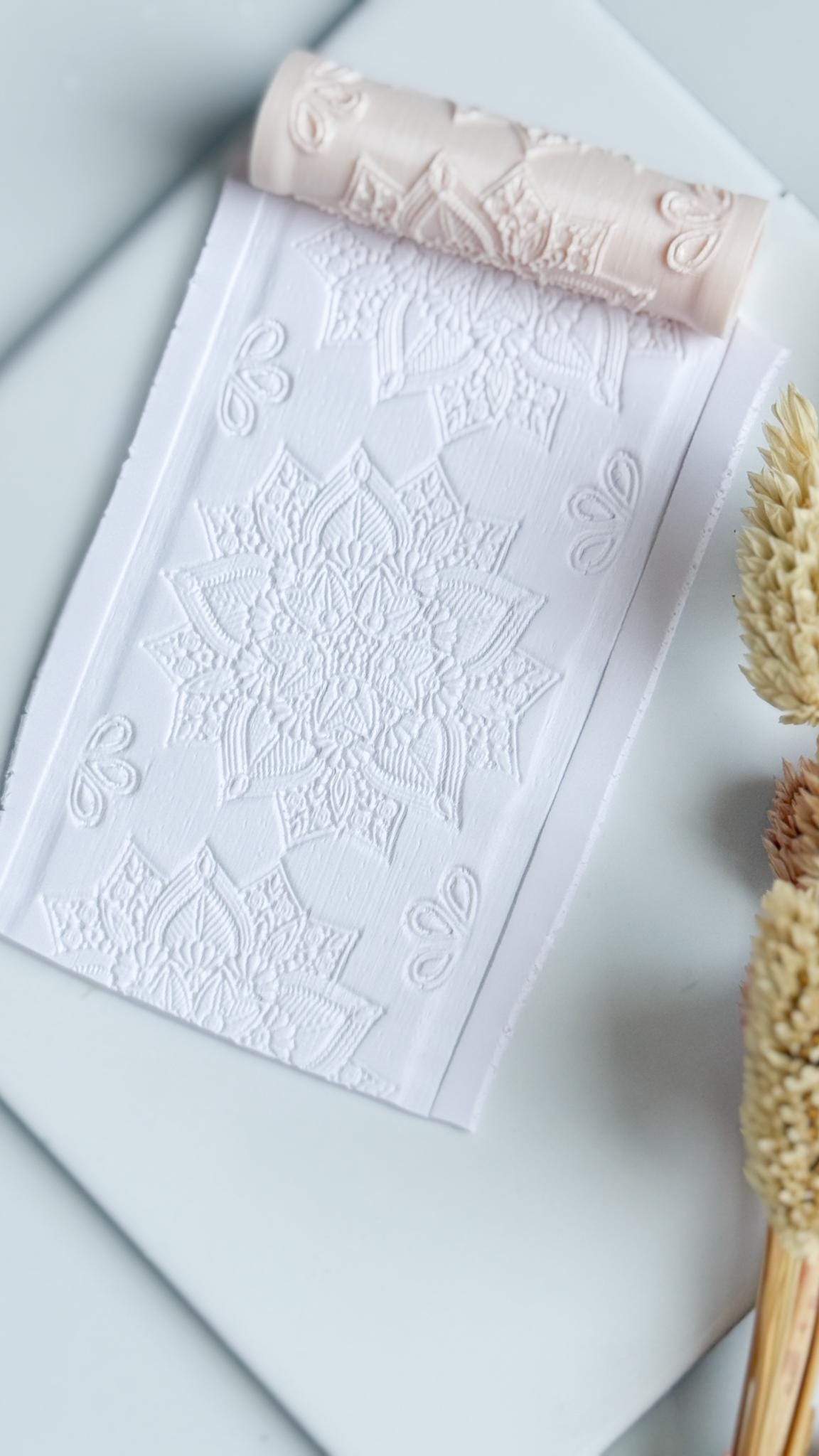 Floral Geometric Pattern Polymer Clay Roller Embossing Texture Tool