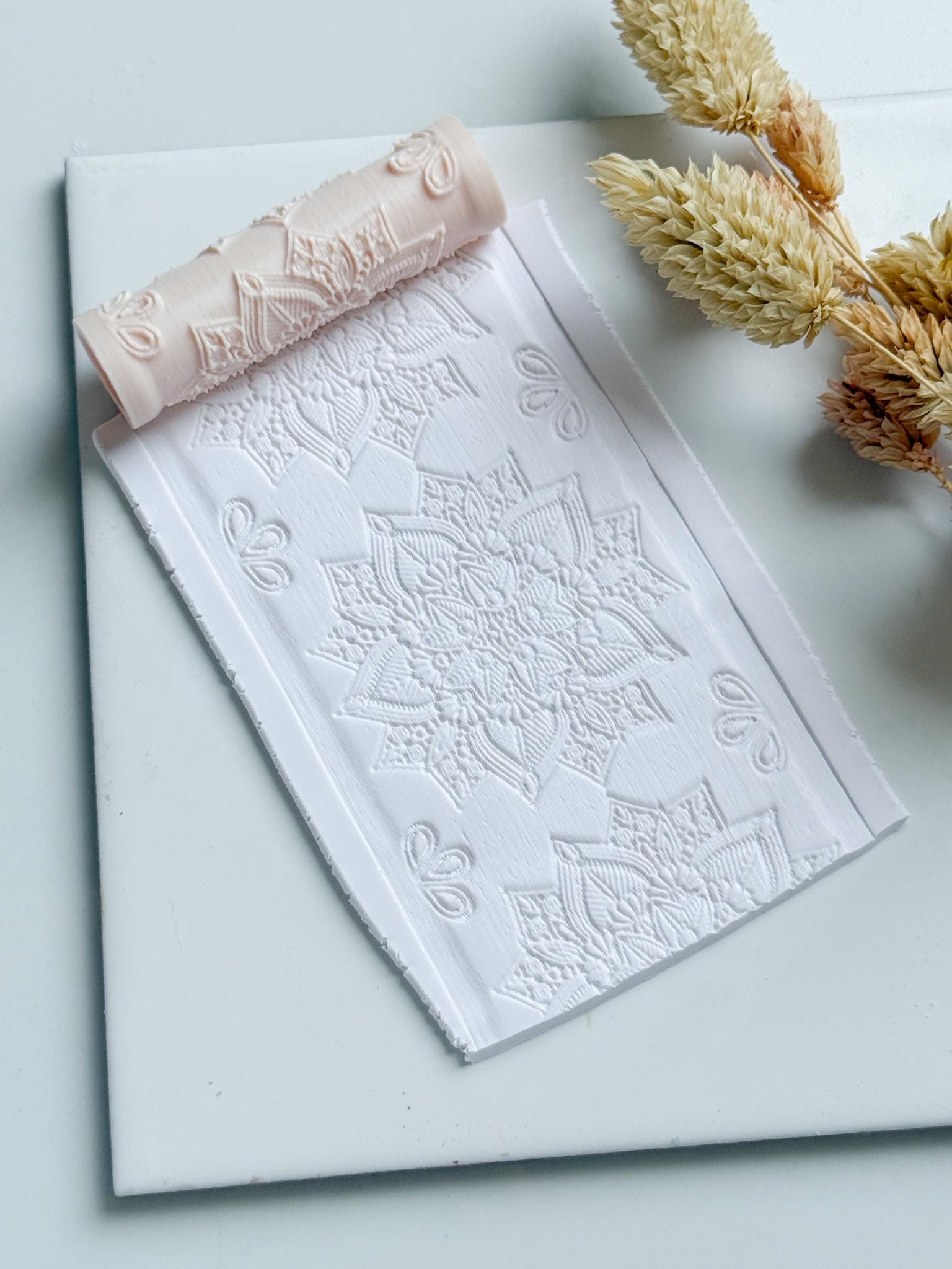 Floral Geometric Pattern Polymer Clay Roller Embossing Texture Tool