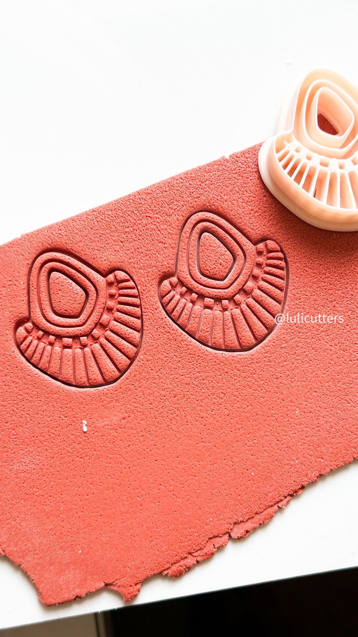 Boho Fan Cutter | Polymer Clay Earring Cutter with Imprint Details