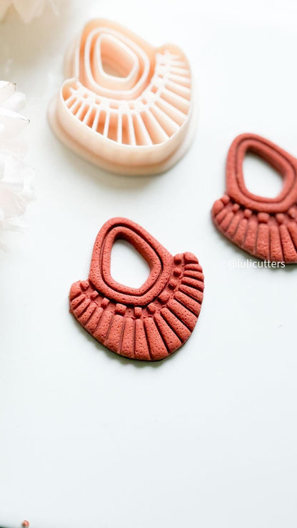Boho Fan Cutter | Polymer Clay Earring Cutter with Imprint Details