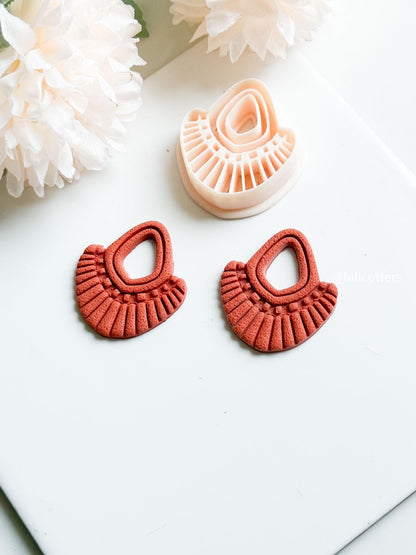 Boho Fan Cutter | Polymer Clay Earring Cutter with Imprint Details