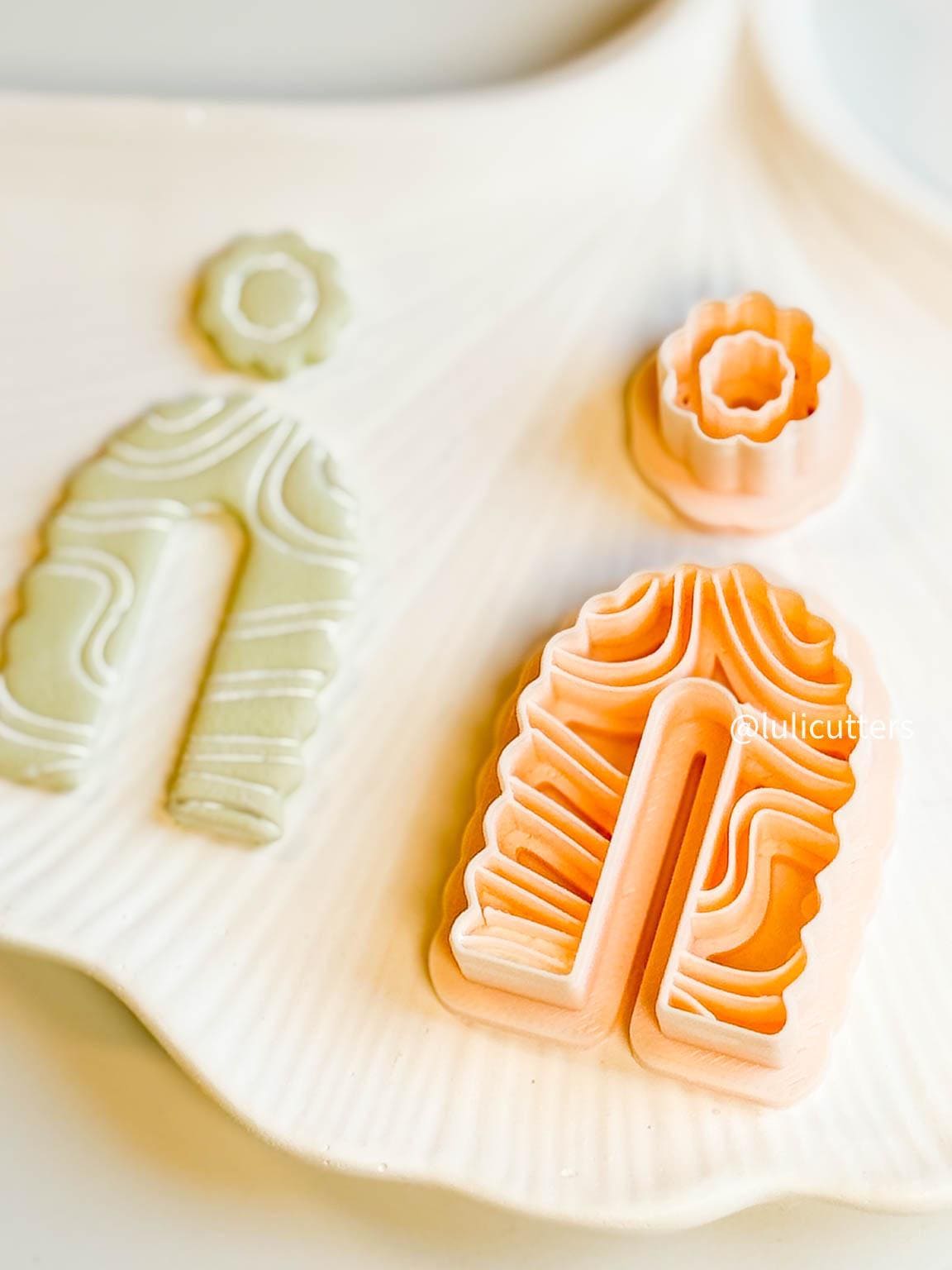 Wavy Arch Polymer Clay Earring Cutters: Floral Topper Set