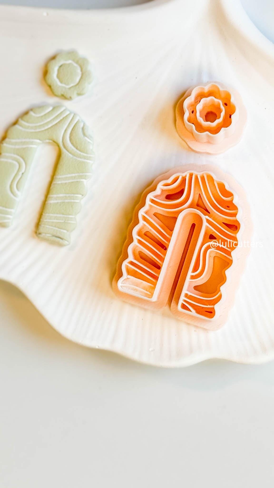 Wavy Arch Polymer Clay Earring Cutters: Floral Topper Set