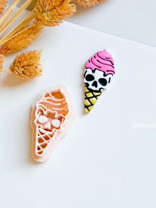 Skull Ice Cream Cone Clay Cutter: Halloween Gothic Jewelry Tool