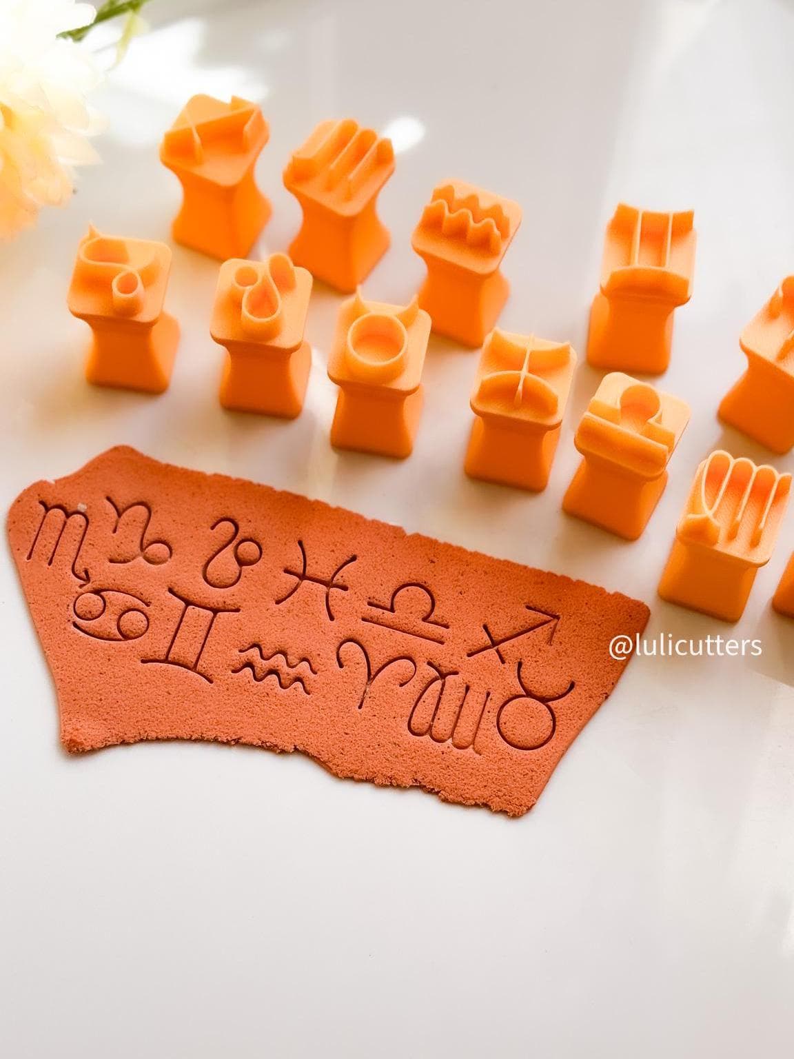 Zodiac Symbol Polymer Clay Cutter Set Astrology Sign Imprint Stamps 10-35mm Size Options