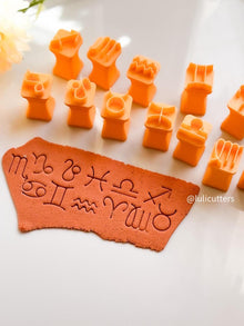 Zodiac Symbol Polymer Clay Cutter Set Astrology Sign Imprint Stamps 10-35mm Size Options