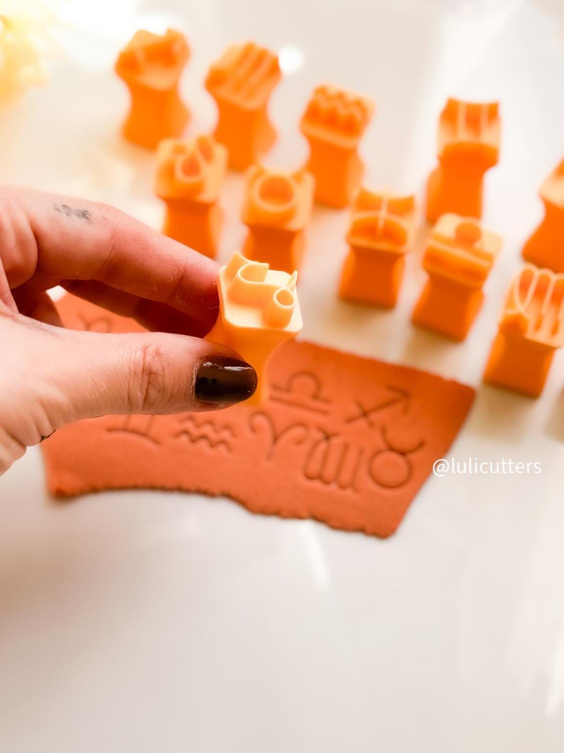 Zodiac Symbol Polymer Clay Cutter Set Astrology Sign Imprint Stamps 10-35mm Size Options