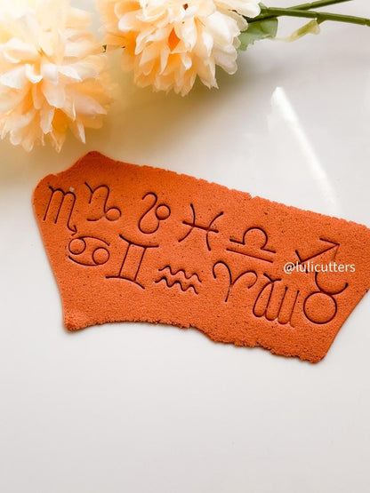 Zodiac Symbol Polymer Clay Cutter Set Astrology Sign Imprint Stamps 10-35mm Size Options
