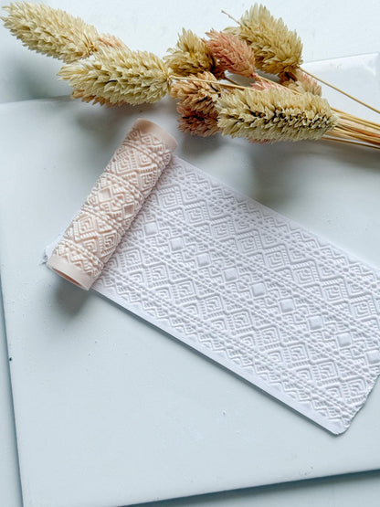 Aztec Geometric Polymer Clay Roller Embossing Texture Tool