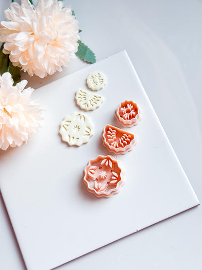 Floral Layered Medallion Cutter Botanical Polymer Clay Mold for Tiered Earrings, Charms & Jewelry Designs