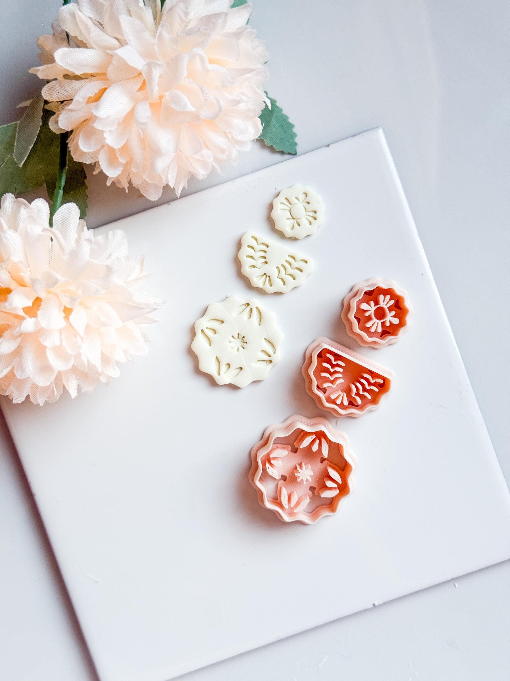 Floral Layered Medallion Cutter Botanical Polymer Clay Mold for Tiered Earrings, Charms & Jewelry Designs