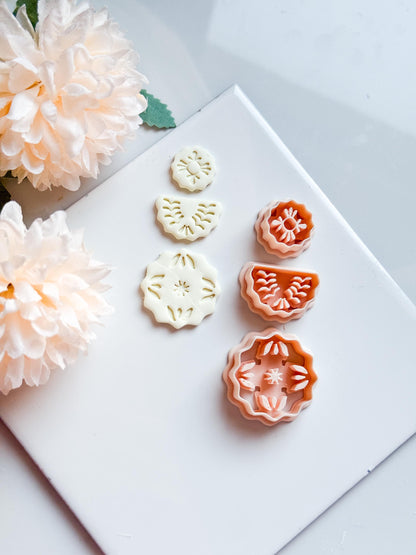 Floral Layered Medallion Cutter Botanical Polymer Clay Mold for Tiered Earrings, Charms & Jewelry Designs