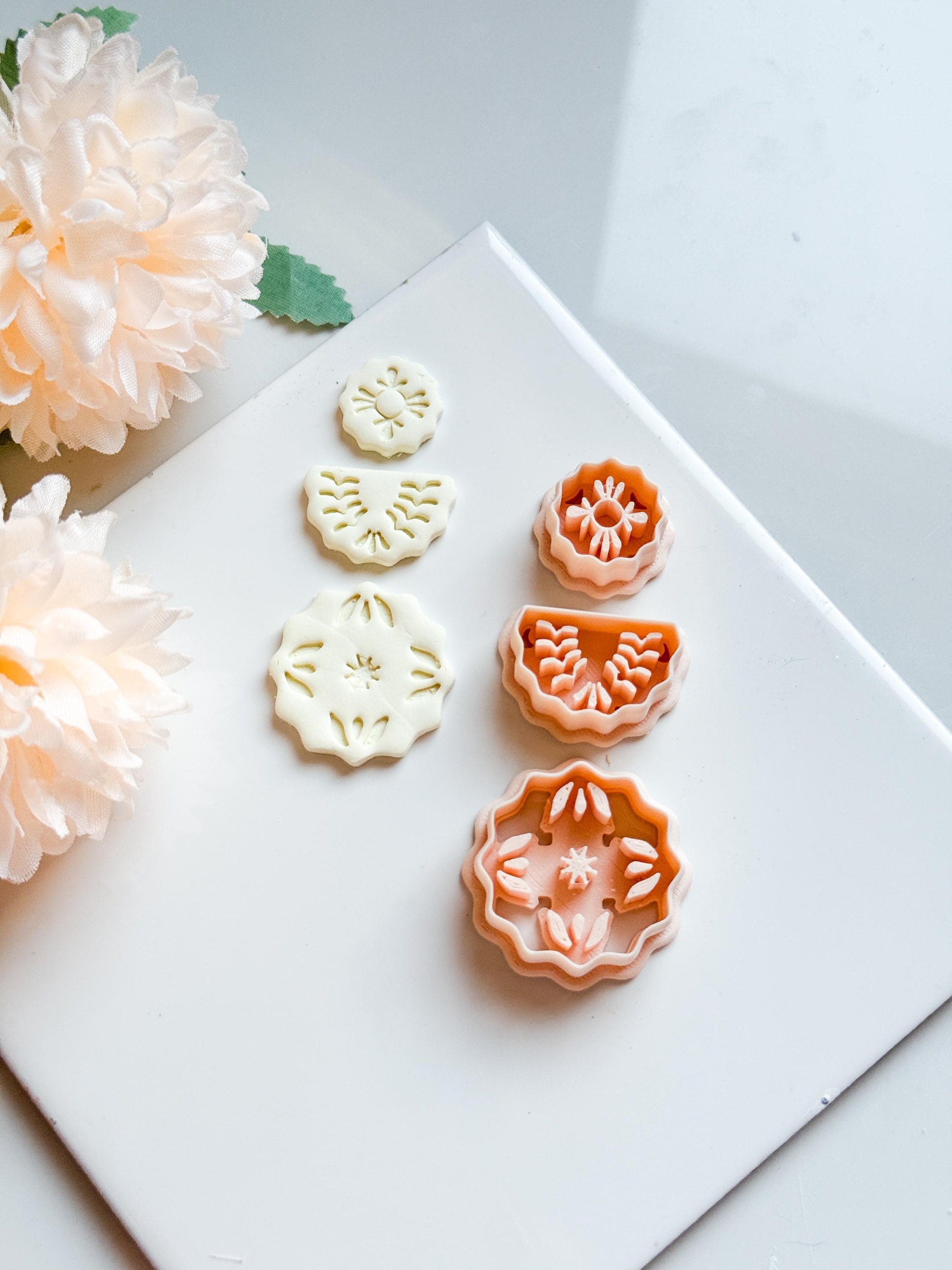 Floral Layered Medallion Cutter Botanical Polymer Clay Mold for Tiered Earrings, Charms & Jewelry Designs