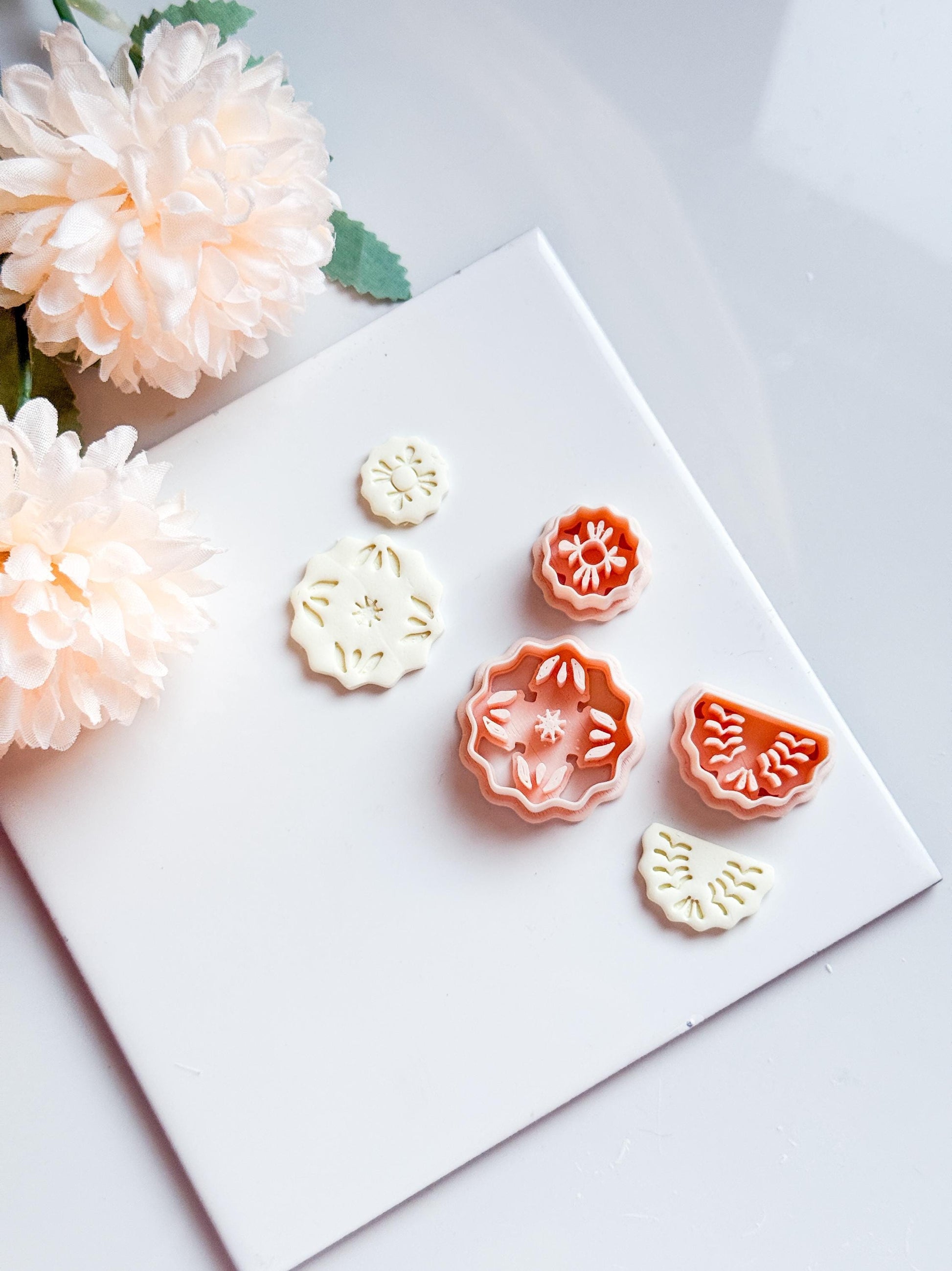 Floral Layered Medallion Cutter Botanical Polymer Clay Mold for Tiered Earrings, Charms & Jewelry Designs