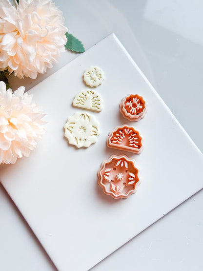 Floral Layered Medallion Cutter Botanical Polymer Clay Mold for Tiered Earrings, Charms & Jewelry Designs