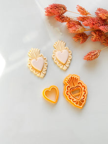 Sacred Heart Ex Voto Milagro Polymer Clay Cutter Flaming Heart Earring Tool