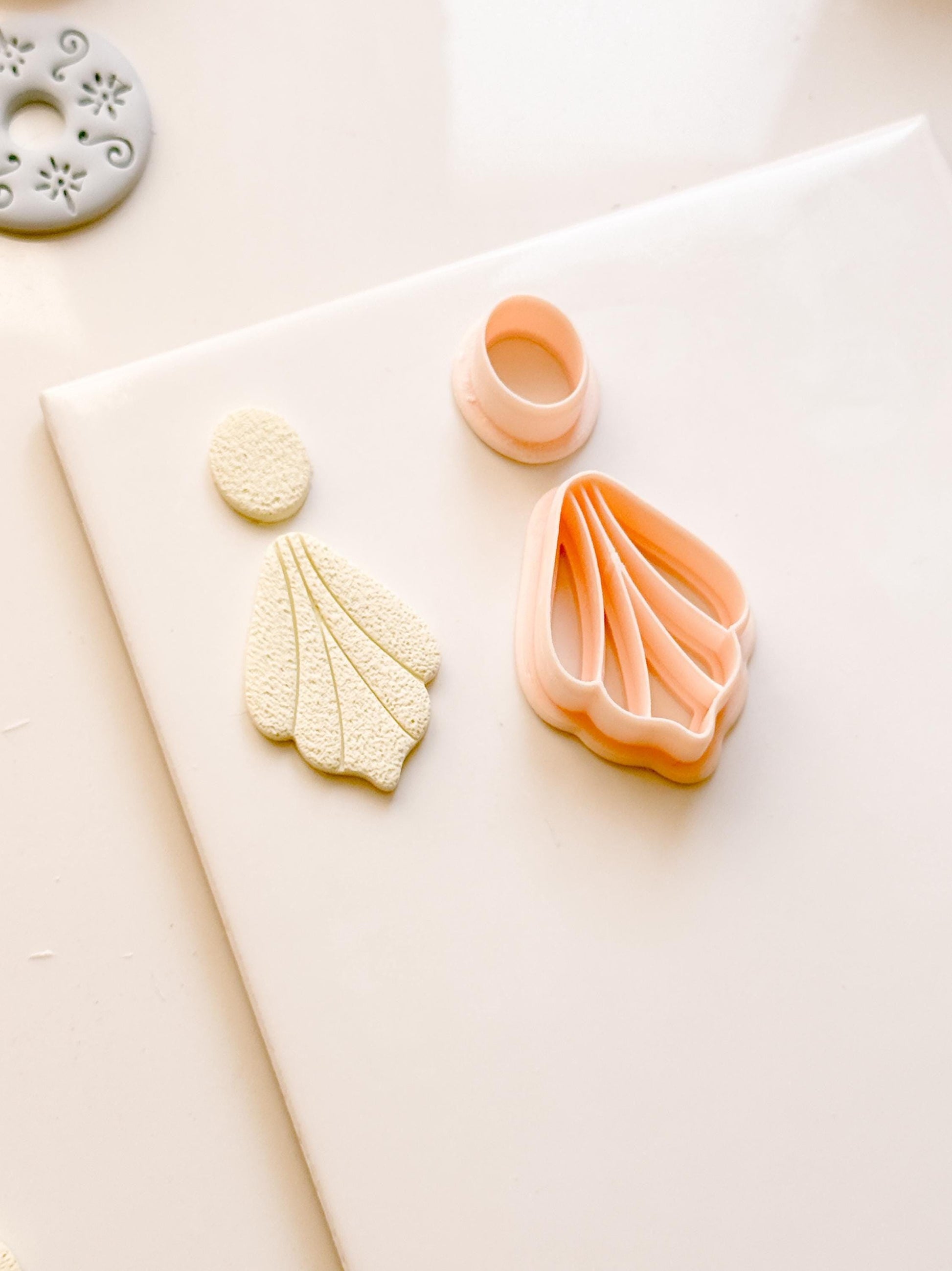 Fan Petal Polymer Clay Earring Cutters: Circle Stud, Scalloped Drop