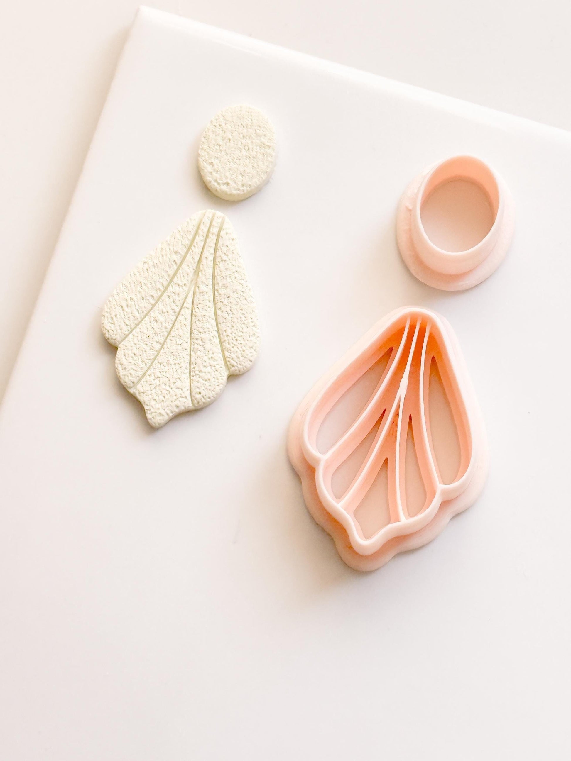 Fan Petal Polymer Clay Earring Cutters: Circle Stud, Scalloped Drop