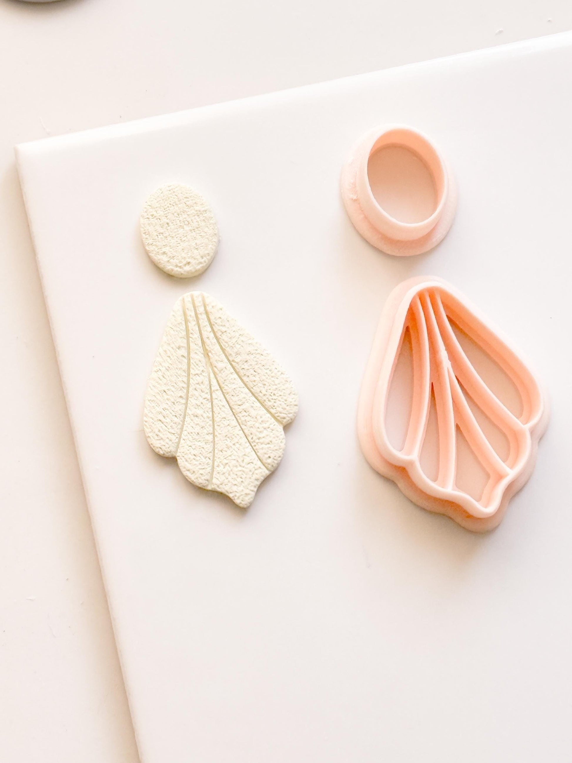 Fan Petal Polymer Clay Earring Cutters: Circle Stud, Scalloped Drop