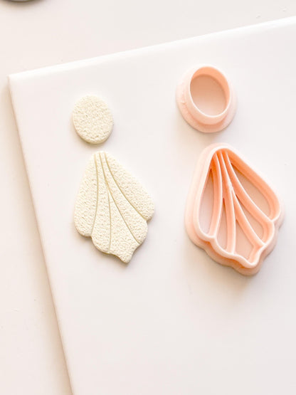 Fan Petal Polymer Clay Earring Cutters: Circle Stud, Scalloped Drop