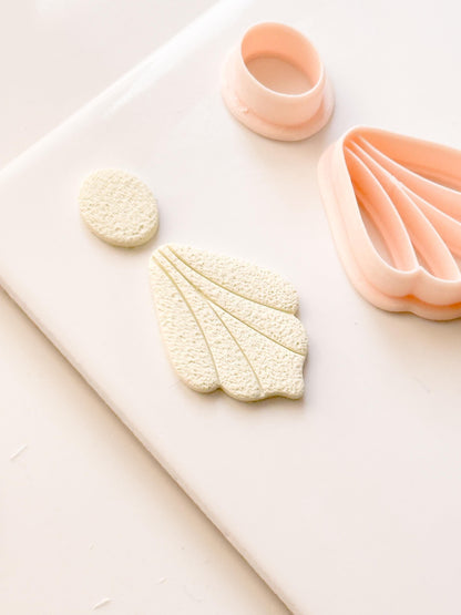 Fan Petal Polymer Clay Earring Cutters: Circle Stud, Scalloped Drop