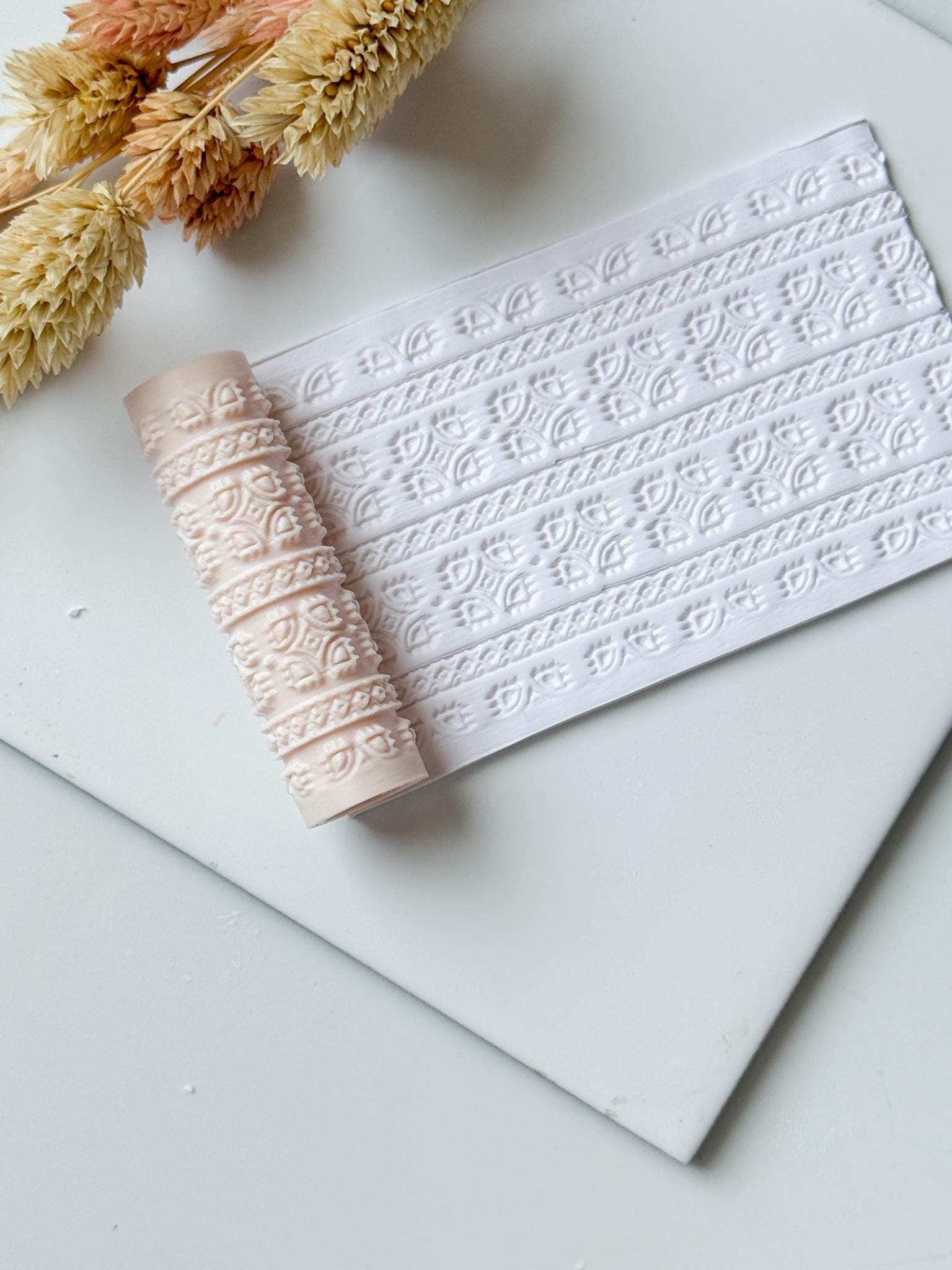 Leaf Geometric Pattern Polymer Clay Roller Embossing Texture Tool