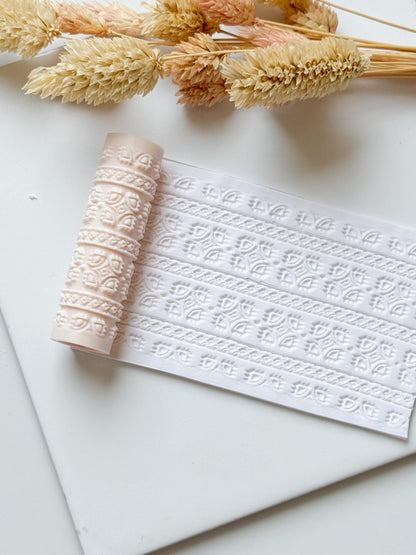 Leaf Geometric Pattern Polymer Clay Roller Embossing Texture Tool