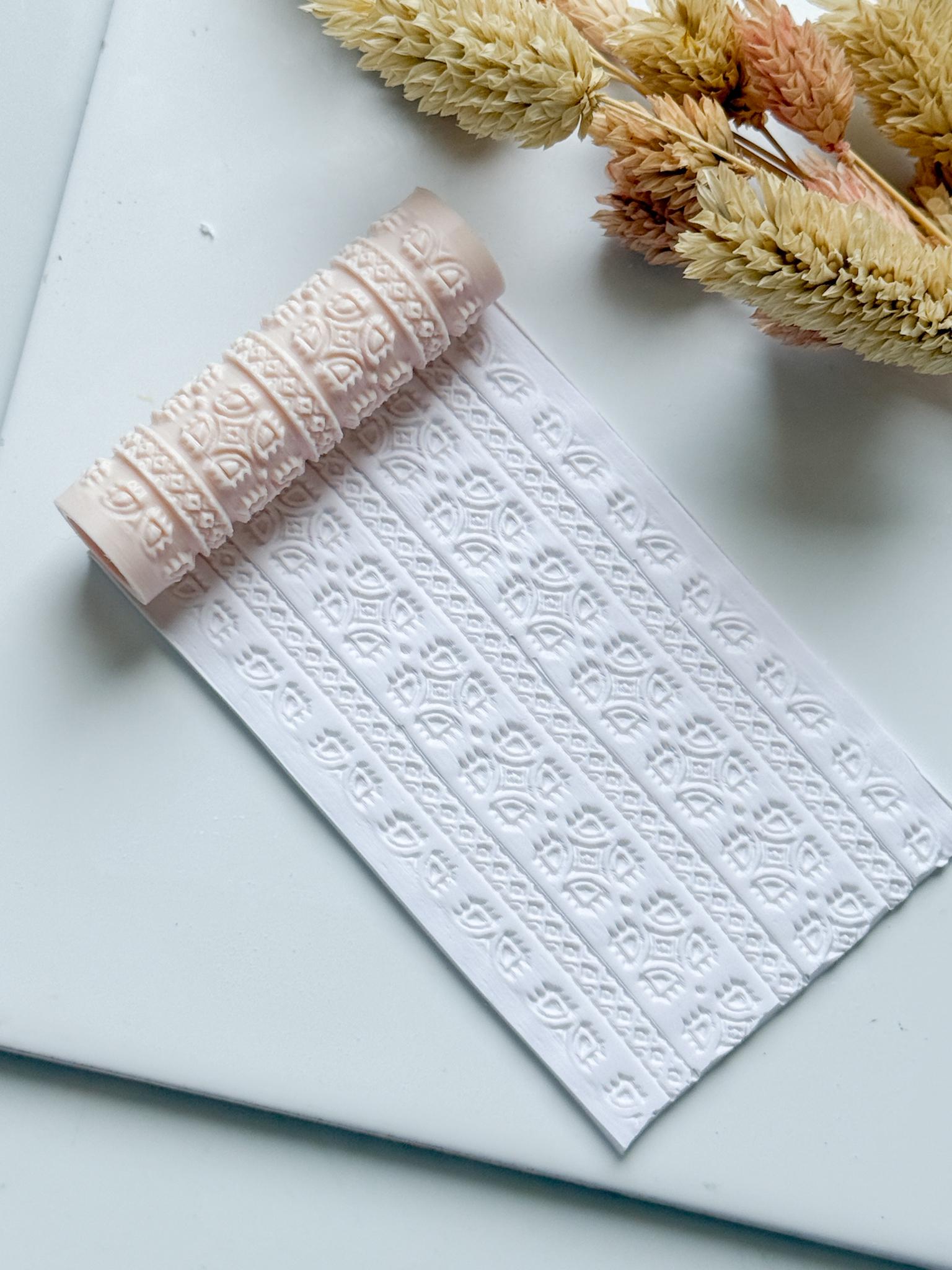 Leaf Geometric Pattern Polymer Clay Roller Embossing Texture Tool