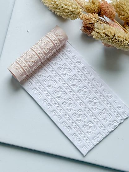 Leaf Geometric Pattern Polymer Clay Roller Embossing Texture Tool
