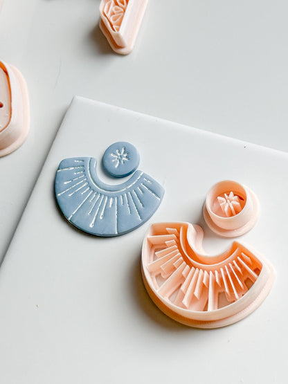 Sunburst Fan and Circle Clay Cutter Set for Polymer Clay Earrings - Majolica Collection