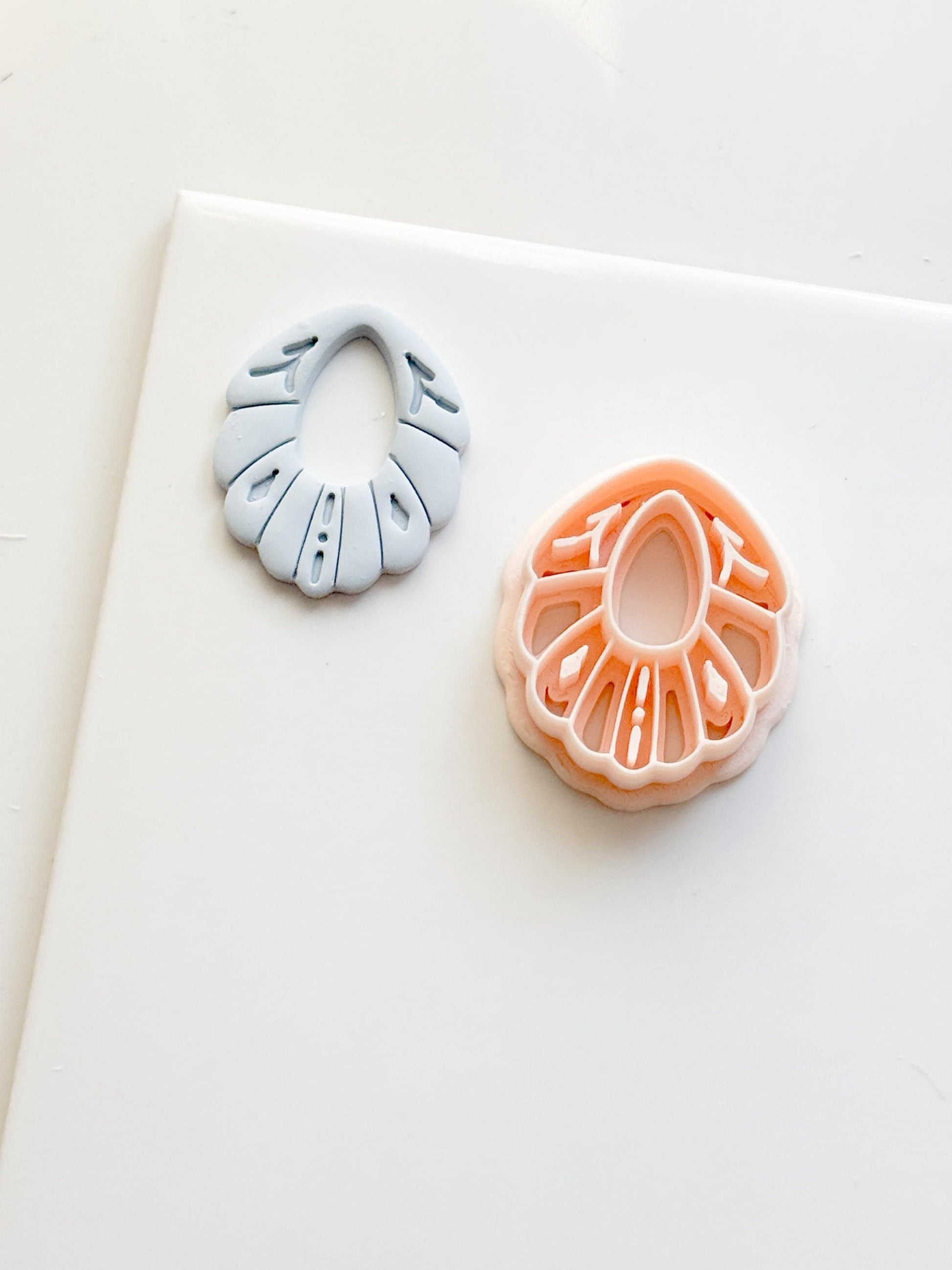 Scalloped Petal Drop Polymer Clay Cutter Detailed Oval Shape for Earrings & Jewelry Making