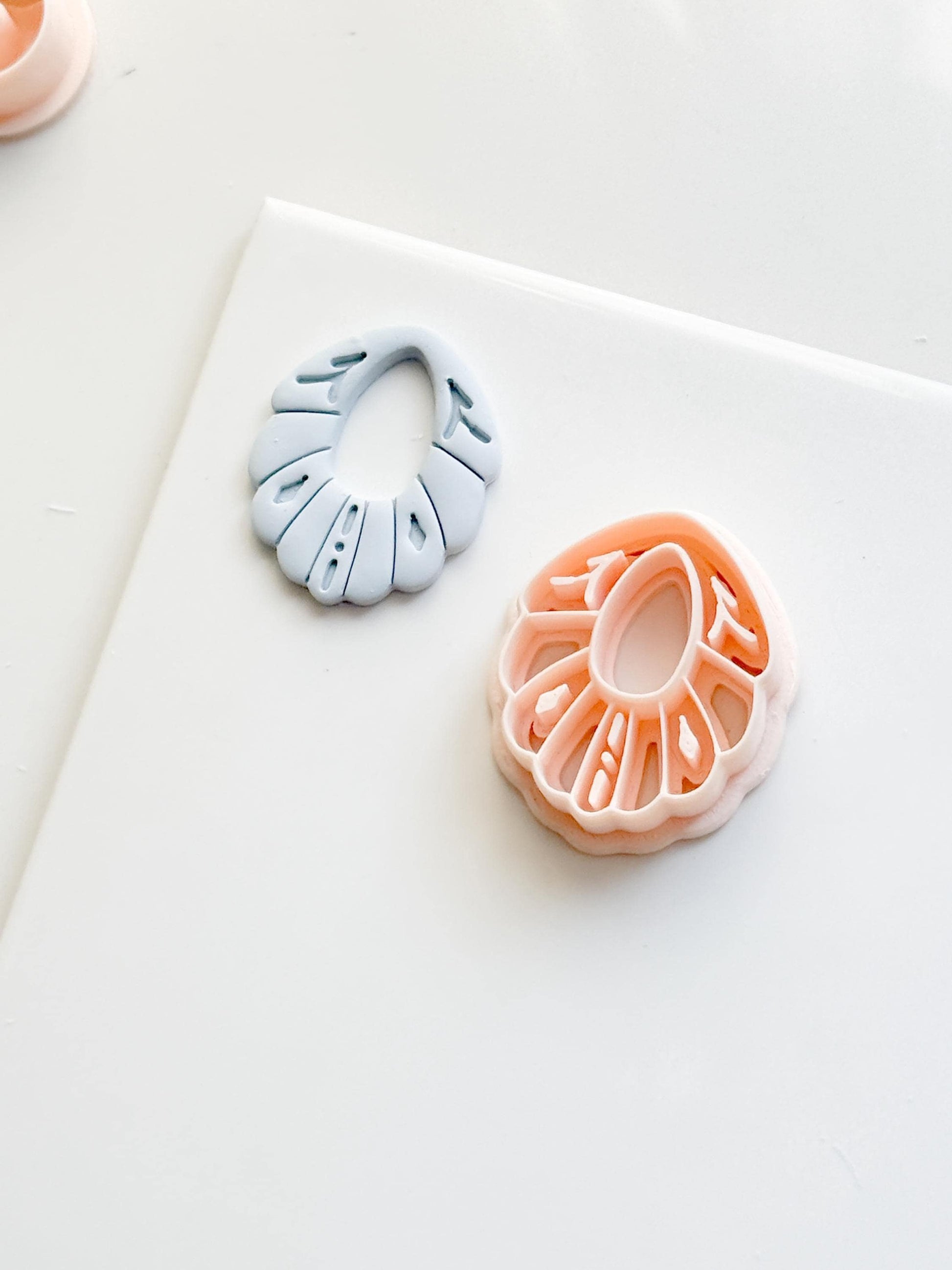 Scalloped Petal Drop Polymer Clay Cutter Detailed Oval Shape for Earrings & Jewelry Making