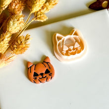 Pumpkin Cat Face Cutter: Halloween Jewelry Mold for Polymer Clay