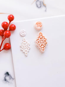 Winter Fairy Poinsettia Floral Dangle Earring Polymer Clay Cutter Christmas Winter Jewelry Tool