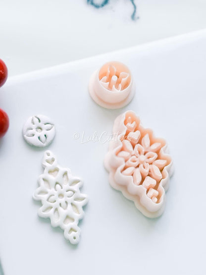 Winter Fairy Poinsettia Floral Dangle Earring Polymer Clay Cutter Christmas Winter Jewelry Tool