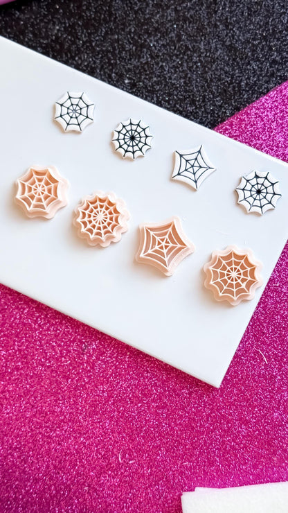 Spider Web Clay Cutter Set: Halloween Jewelry Making, 6 Sizes