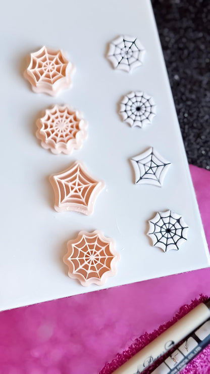 Spider Web Clay Cutter Set: Halloween Jewelry Making, 6 Sizes